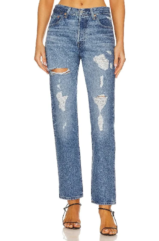 Chic Women’s Clothing for Date Nights Levi's 501 Original Full length Distressed Denim - 125010417