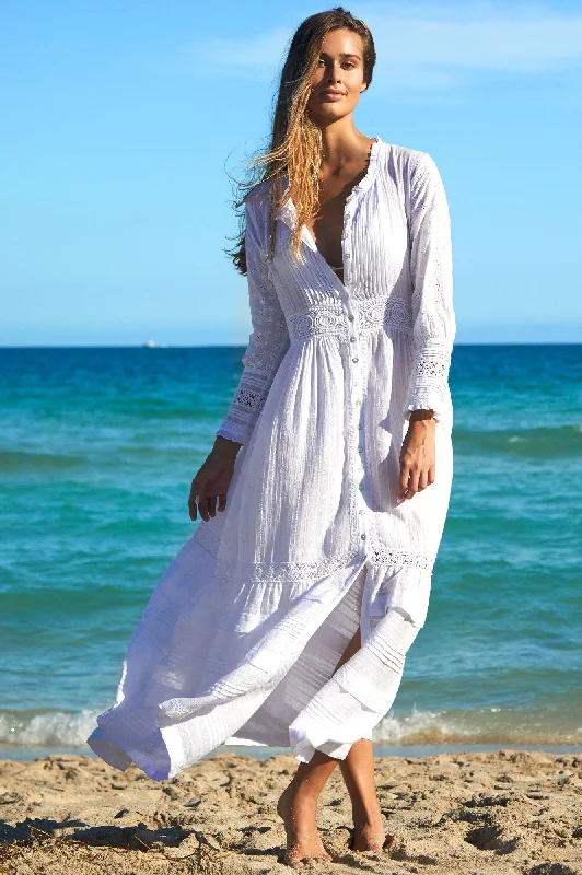 Casual Dresses for Women Audrey Lace Maxi Dress | White