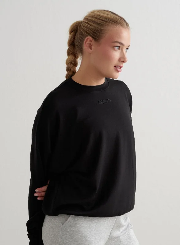 High End Fashion Black Comfy Modal Sweatshirt