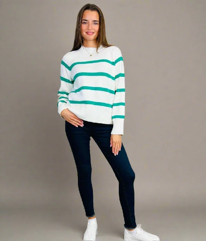 Unique Women’s Fashion Pieces Green Classic Striped Jumper