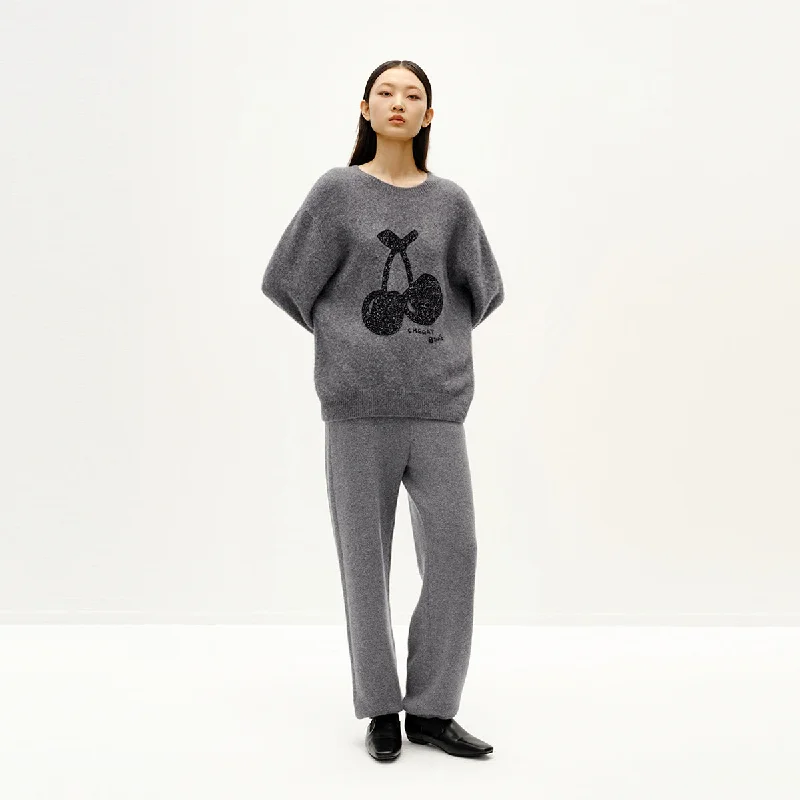 Fashionable Tops for Women Misty Gray Cashmere Drawstring Pants
