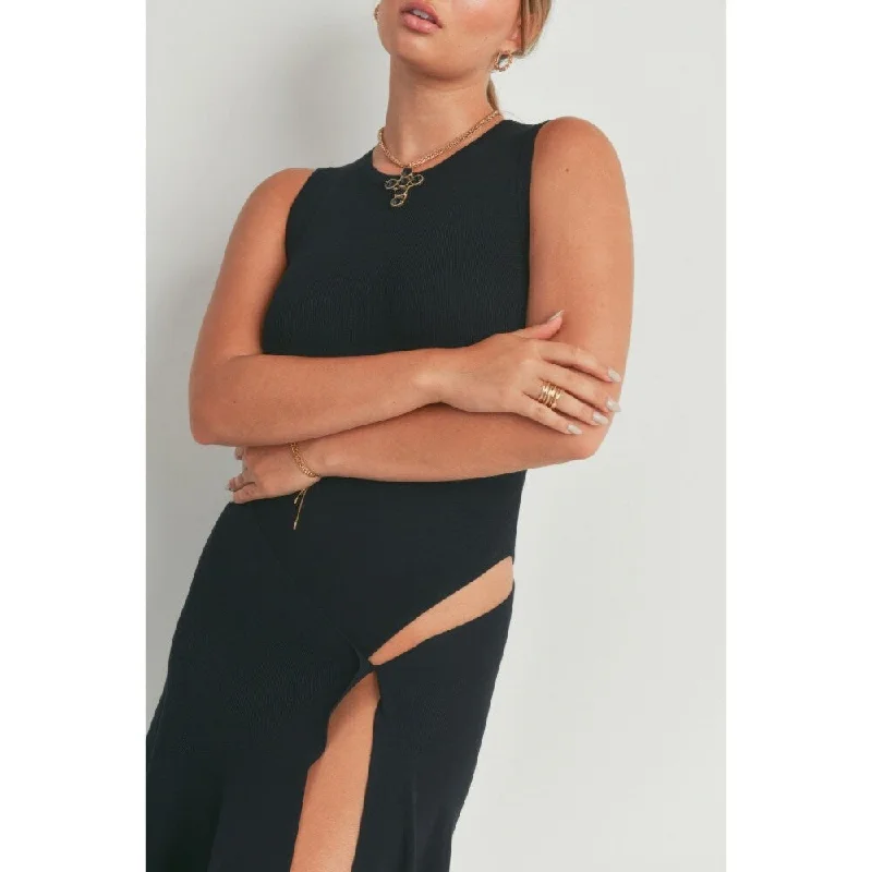 Flash Sales This Week Viscose Solid Maxi Dress With Stylish Slit Detail