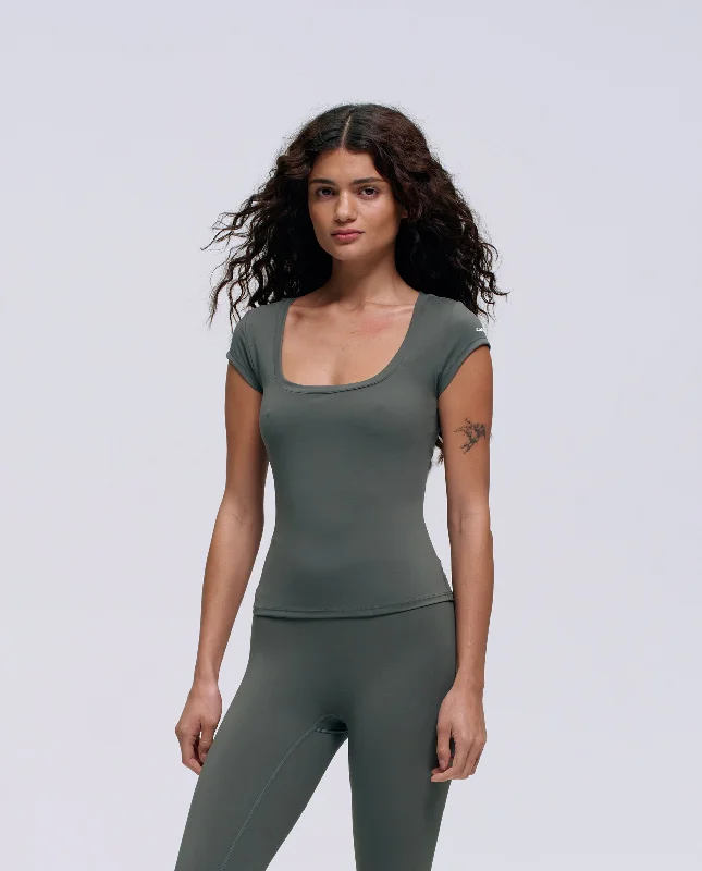 The Latest Fashion Trends Ultimate Scoop Neck Cap Sleeve Top - Sea Green