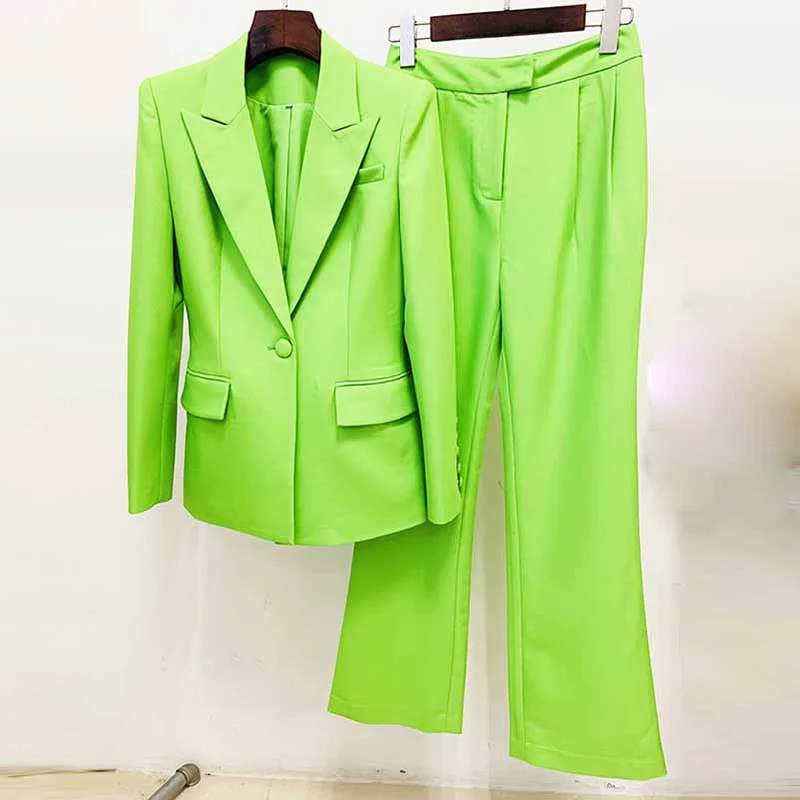 Bold Prints Casual Chic Women Suits 2 Piece Mint Green One Button Blazer With Flare Pants Suit Bold Prints Casual Chic Women Suits 2 Piece Mint Green One Button Blazer With Flare Pants Suit
