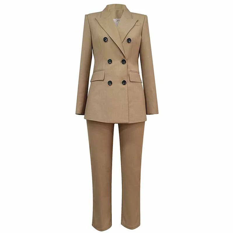 Eclectic Fashion Women’s Two Pieces Blazer Office Lady Suit Set Work Blazer Jacket and Pant Khaki Eclectic Fashion Women’s Two Pieces Blazer Office Lady Suit Set Work Blazer Jacket and Pant Khaki