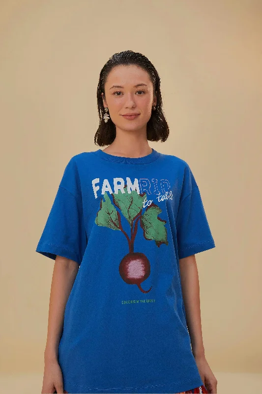 Clothes For Woman Blue Beet Farm To Table Organic Cotton T-Shirt