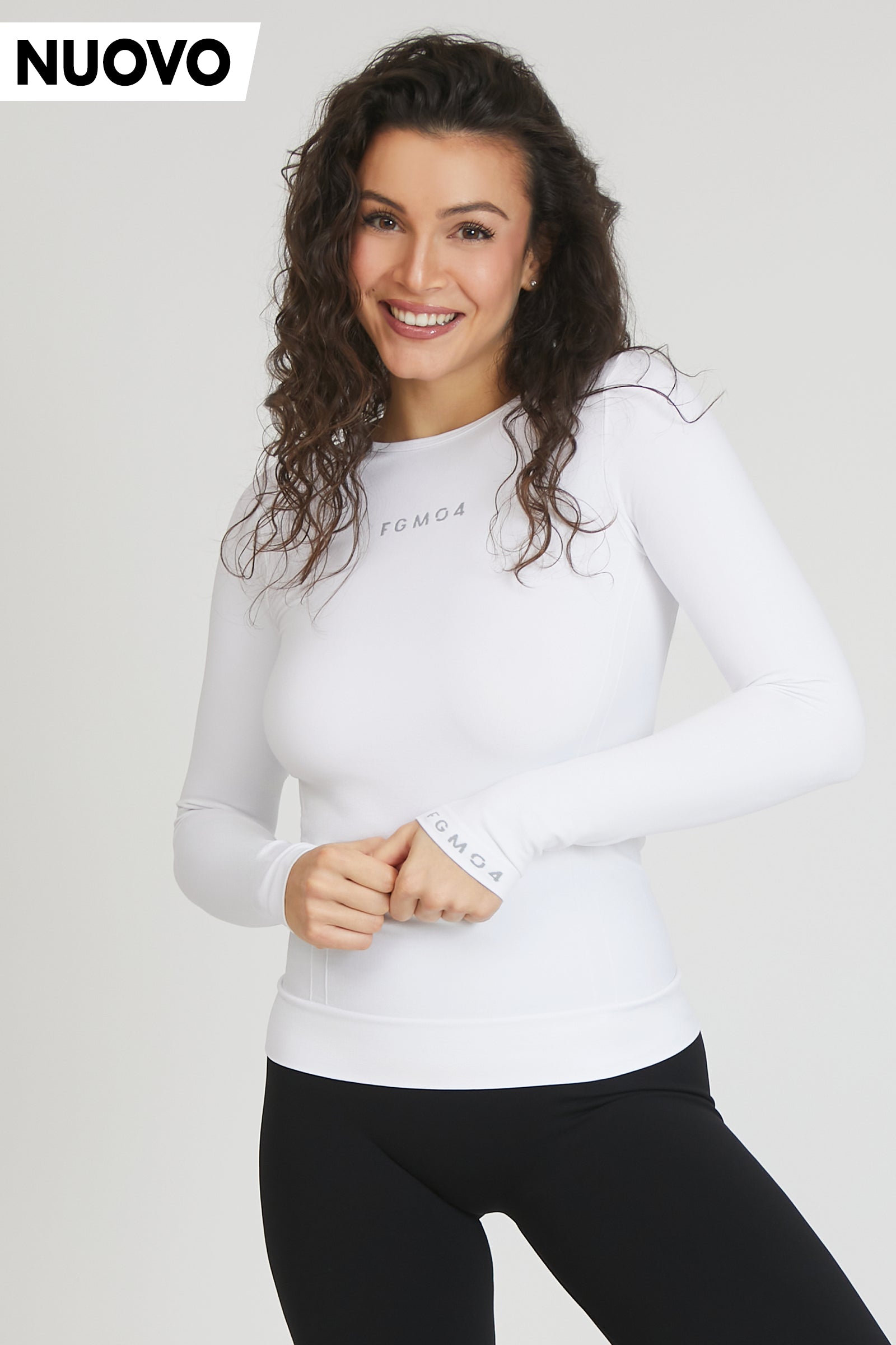 Best Boutiques Online Maglia FGM04 Manica Lunga Sport Unisex Bianco