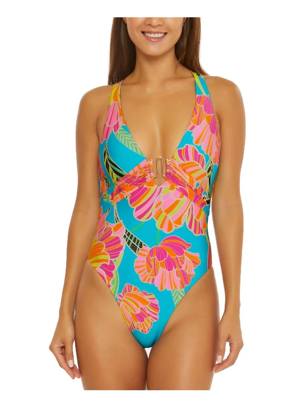 Chic Women’s Clothing for Work and Travel Womens Floral Embellished One-Piece Swimsuit