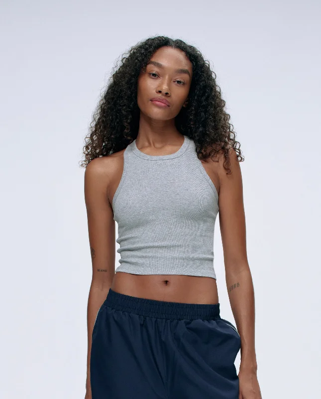Women's Fashion Hotspots Rib Tank Top - Light Grey Melange